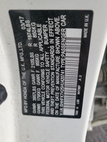 SHHFK7H25HU420741 - 2017 HONDA CIVIC LX WHITE photo 13