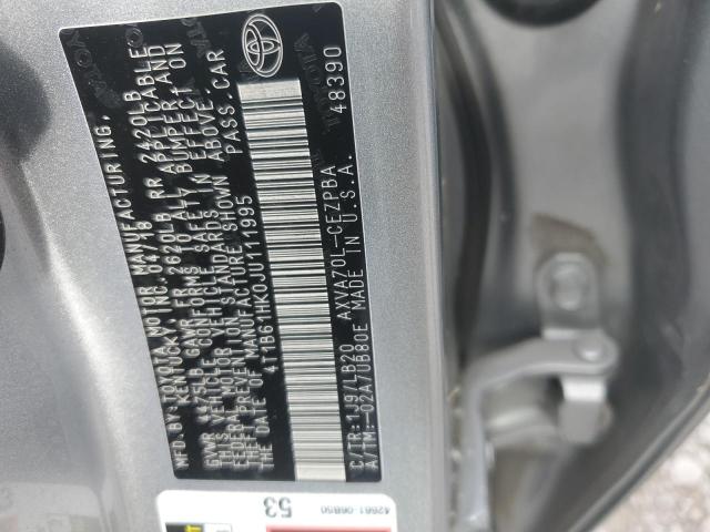 4T1B61HK0JU111995 - 2018 TOYOTA CAMRY XSE SILVER photo 12