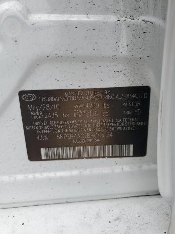 5NPEB4AC5BH083124 - 2011 HYUNDAI SONATA GLS WHITE photo 12