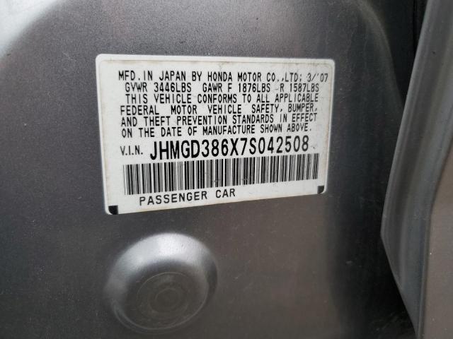 JHMGD386X7S042508 - 2007 HONDA FIT S 银色 照片 12