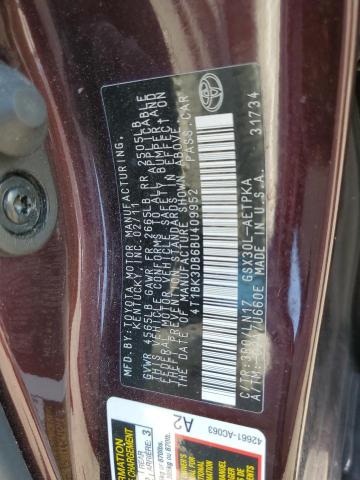 4T1BK3DB6BU409952 - 2011 TOYOTA AVALON BASE Tünd qırmızı foto 13