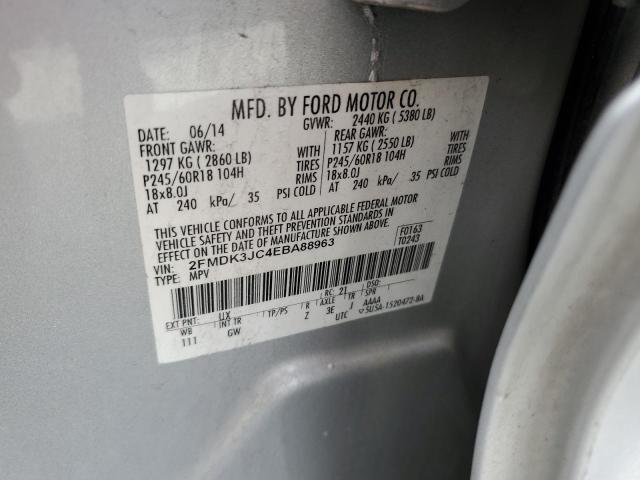 2FMDK3JC4EBA88963 - 2014 FORD EDGE SEL SILVER photo 13