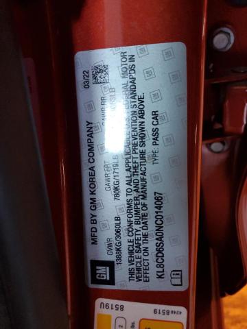 KL8CD6SA0NC014067 - 2022 CHEVROLET SPARK 1LT RED photo 13