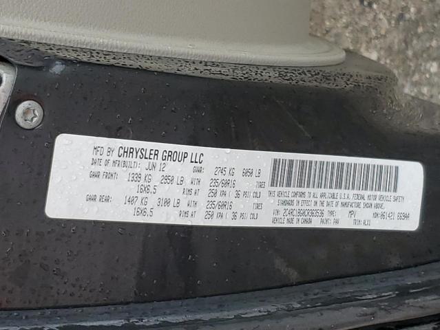 2C4RC1BG0CR363536 - 2012 CHRYSLER TOWN & COU TOURING გრაფიტი ფოტო 14