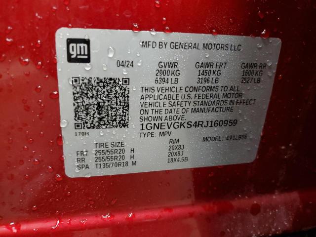 1GNEVGKS4RJ160959 - 2024 CHEVROLET TRAVERSE LT RED photo 13