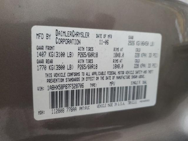 1A8HX58P87F528706 - 2007 CHRYSLER ASPEN LIMITED GRAY photo 13