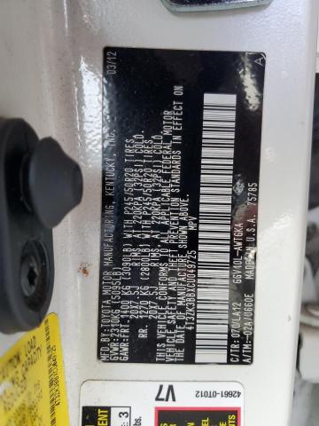 4T3ZK3BBXCU049725 - 2012 TOYOTA VENZA LE თეთრი ფოტო 12