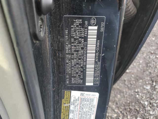 4T1BE46K97U525115 - 2007 TOYOTA CAMRY CE შავი ფოტო 12