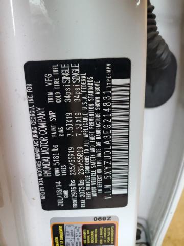 5XYZUDLA3EG214831 - 2014 HYUNDAI SANTA FE SPORT WHITE photo 13