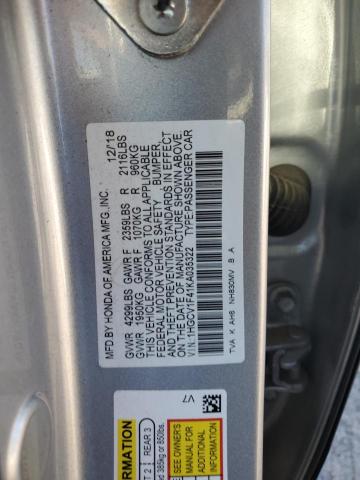 1HGCV1F41KA035322 - 2019 HONDA ACCORD EX SILVER photo 13