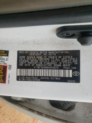 4T1BF3EK8BU620573 - 2011 TOYOTA CAMRY BASE WHITE photo 13