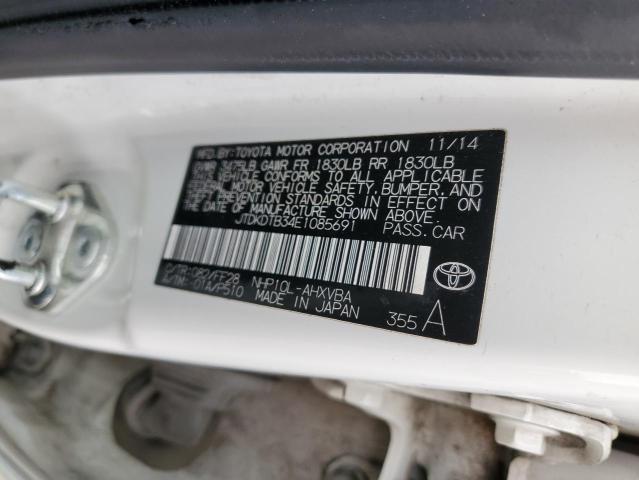 JTDKDTB34E1085691 - 2014 TOYOTA PRIUS C WHITE photo 12