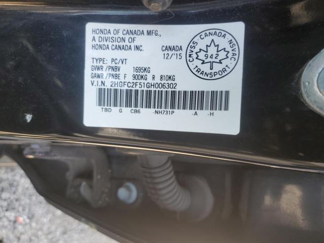 2HGFC2F51GH006302 - 2016 HONDA CIVIC LX BLACK photo 13