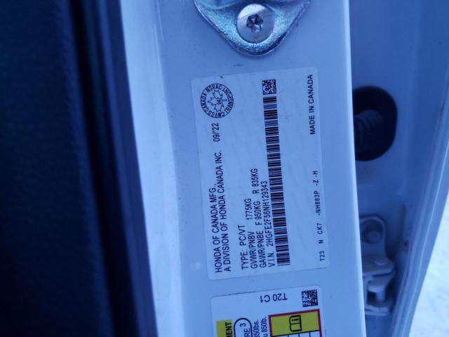 2HGFE2F56NH129343 - 2022 HONDA CIVIC SPORT 白色 照片 12