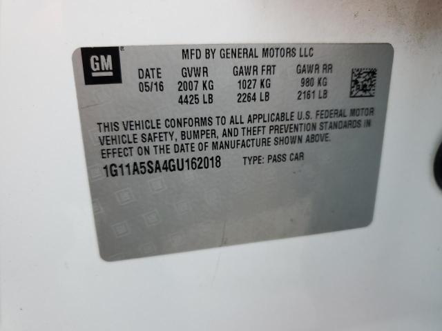 1G11A5SA4GU162018 - 2016 CHEVROLET MALIBU LIM LS WHITE photo 12