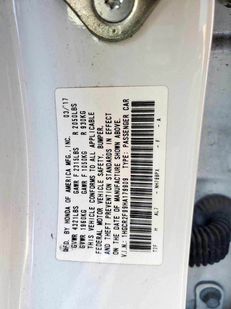 1HGCR2F99HA179909 - 2017 HONDA ACCORD EXL Ağ foto 13