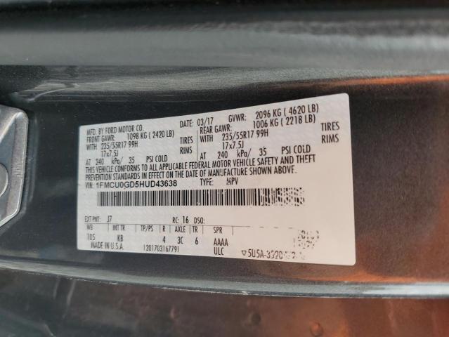 1FMCU0GD5HUD43638 - 2017 FORD ESCAPE SE ნაცრისფერი ფოტო 13