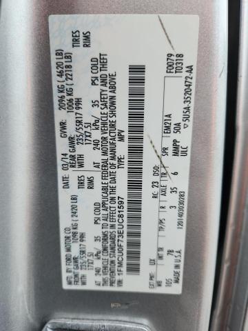 1FMCU0F73EUC81597 - 2014 FORD ESCAPE S SILVER photo 13