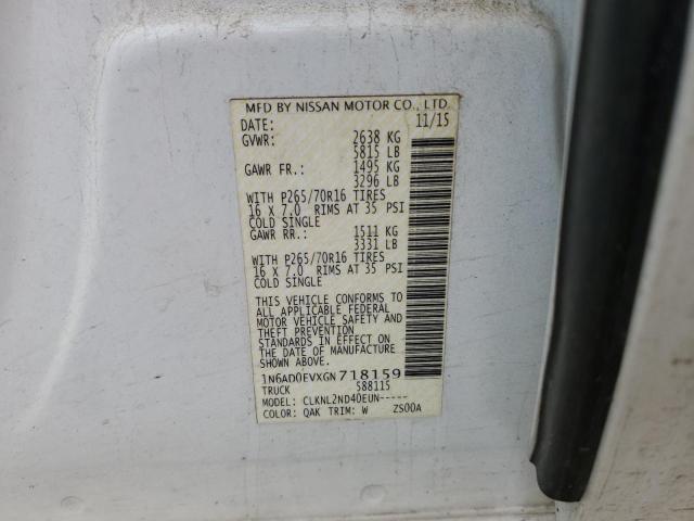 1N6AD0EVXGN718159 - 2016 NISSAN FRONTIER S WHITE photo 12