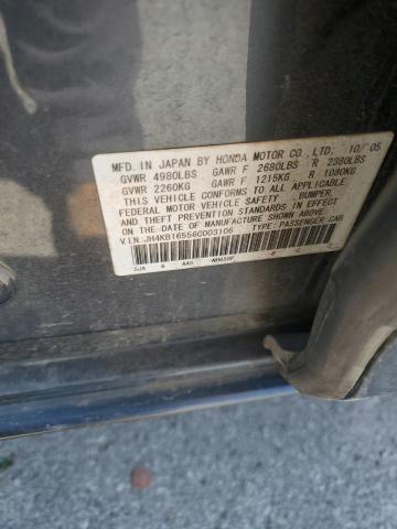 JH4KB16556C003106 - 2006 ACURA RL ლურჯი ფოტო 12