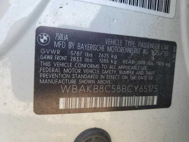 WBAKB8C58BCY65175 - 2011 BMW 750LI LI WHITE photo 12