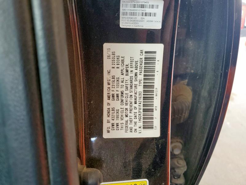 1HGCR2F81FA216293 - 2015 HONDA ACCORD EXL BLACK photo 12