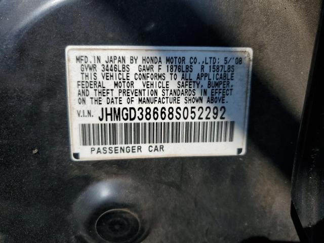 JHMGD38668S052292 - 2008 HONDA FIT SPORT BLACK photo 12