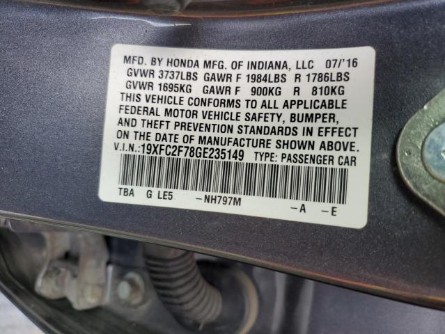 19XFC2F78GE235149 - 2016 HONDA CIVIC EX 灰色 照片 12