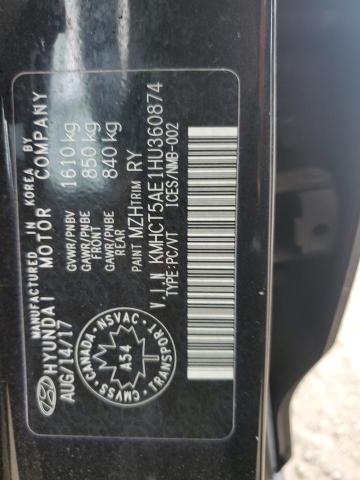 KMHCT5AE1HU360874 - 2017 HYUNDAI ACCENT SE BLACK photo 12