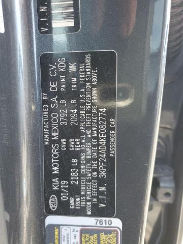 3KPF24AD4KE082774 - 2019 KIA FORTE FE Boz foto 12