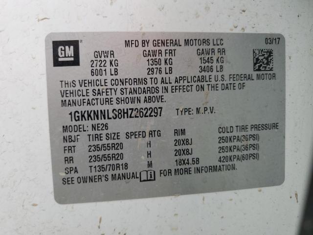 1GKKNNLS8HZ262297 - 2017 GMC ACADIA SLT-2 WHITE photo 13