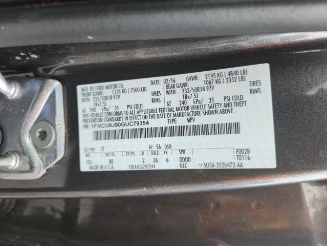 1FMCU9J90GUC79354 - 2016 FORD ESCAPE TITANIUM GRAY photo 13