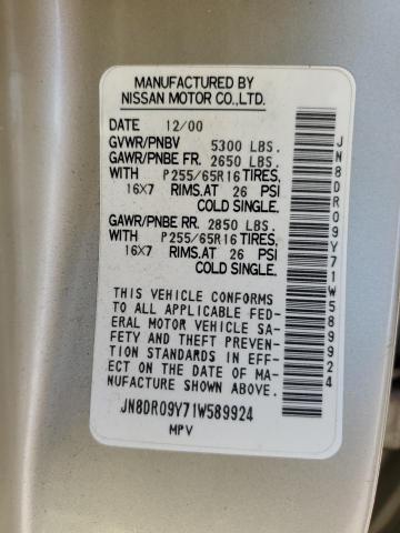 JN8DR09Y71W589924 - 2001 NISSAN PATHFINDER LE Коричневый фото 13