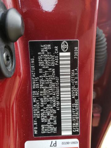 4T1BF1FK0GU515407 - 2016 TOYOTA CAMRY LE RED photo 13