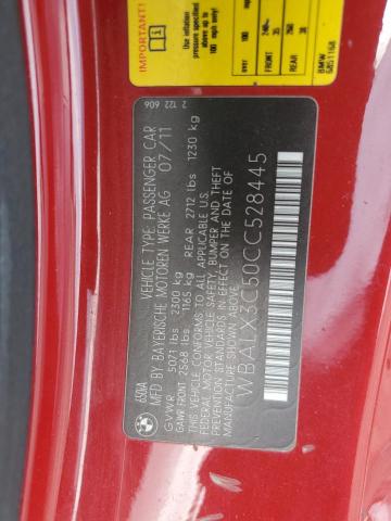 WBALX3C50CC528445 - 2012 BMW 650 I Կարմիր լուսանկար 12