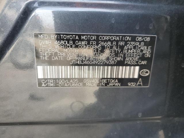 JTHBJ46G492279387 - 2009 LEXUS ES 350 GRAY photo 13