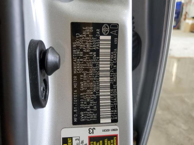 2T1BU4EE7DC102674 - 2013 TOYOTA COROLLA BASE Серебристый фото 12