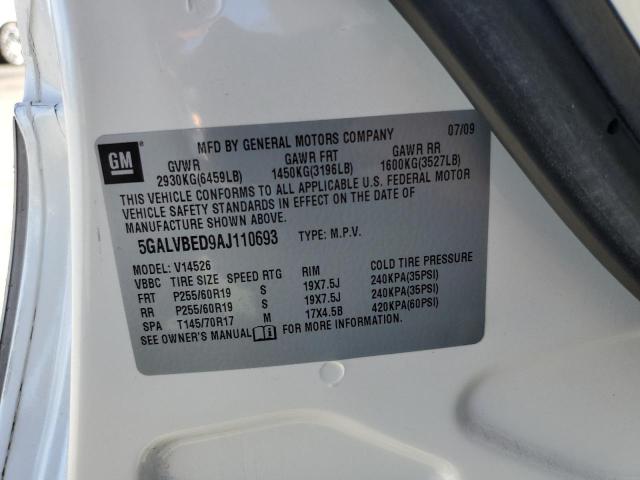 5GALVBED9AJ110693 - 2010 BUICK ENCLAVE CXL 白色 照片 13