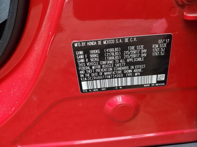 3CZRU6H77HM734069 - 2017 HONDA HR-V EXL RED photo 12