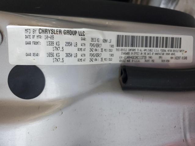 1J4RH4GK3AC113739 - 2010 JEEP COMMANDER SPORT ვერცხლისფერი ფოტო 12