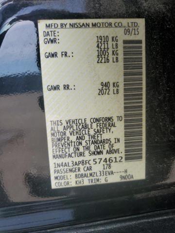 1N4AL3AP8FC574612 - 2015 NISSAN ALTIMA 2.5 BLACK photo 12