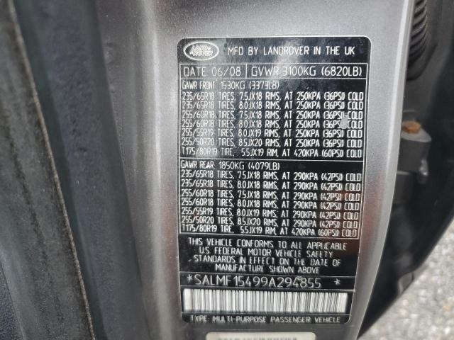 SALMF15499A294855 - 2009 LAND ROVER RANGE ROVE HSE GRAY photo 13