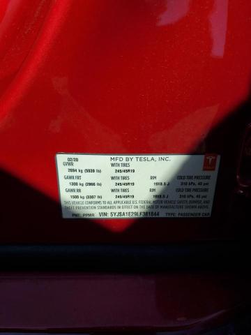 5YJSA1E29LF381844 - 2020 TESLA MODEL S Rot Foto 12