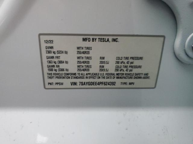 7SAYGDEE4PF624392 - 2023 TESLA MODEL Y Beyaz fotoğraf 13
