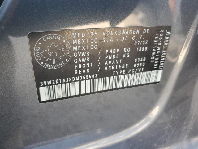 3VW2K7AJ8DM355503 - 2013 VOLKSWAGEN JETTA BASE Boz foto 12