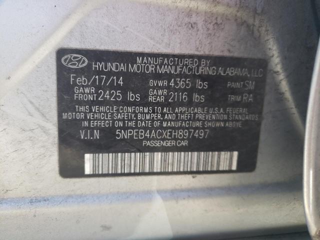 5NPEB4ACXEH897497 - 2014 HYUNDAI SONATA GLS SILVER photo 12