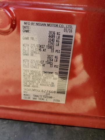 5N1AT2MT9GC827608 - 2016 NISSAN ROGUE S 红色 照片 13