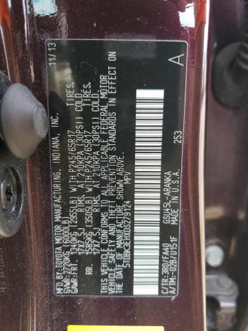 5TDBK3EHXDS279124 - 2013 TOYOTA HIGHLANDER BASE Bordo foto 13