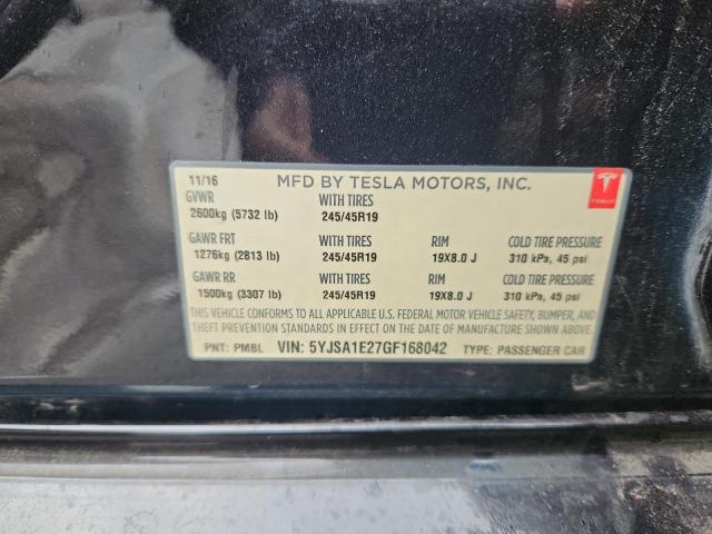 5YJSA1E27GF168042 - 2016 TESLA MODEL S BLACK photo 12