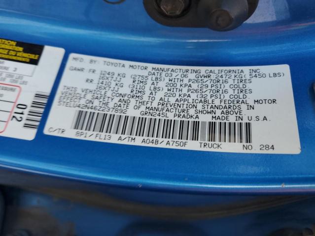 5TELU42N46Z237892 - 2006 TOYOTA TACOMA DOUBLE CAB Niebieski zdjęcie 12